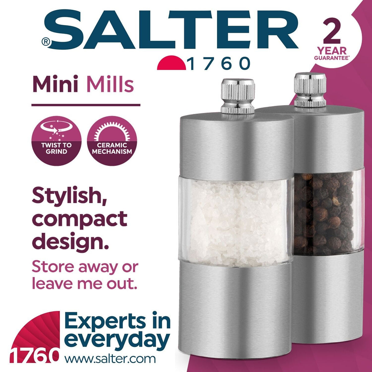Salter Mini Salt and Pepper Mill Set