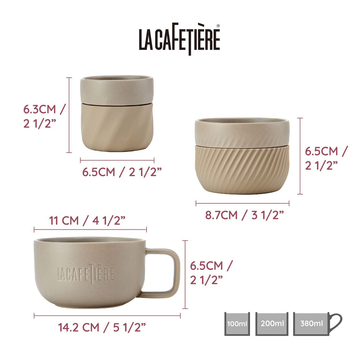 La Cafetiere 3pc Family Mug Set LCMUGSETALM3PC