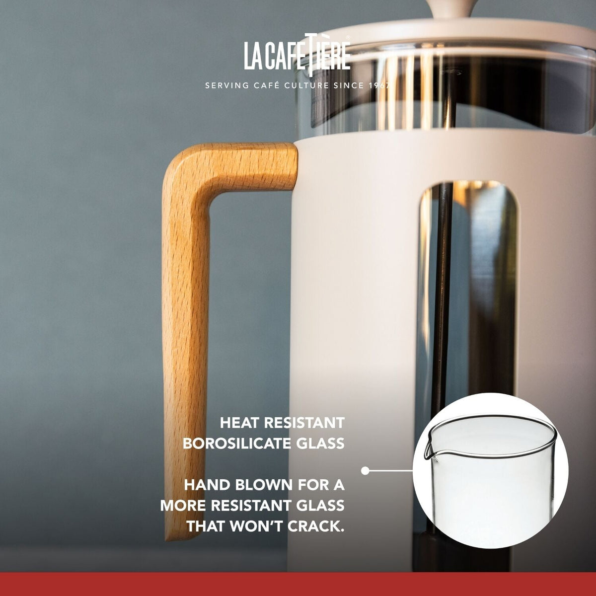 La Cafetière Pisa Stainless Steel Eight Cup Cafetière in Latte LCPISA8CPLATW