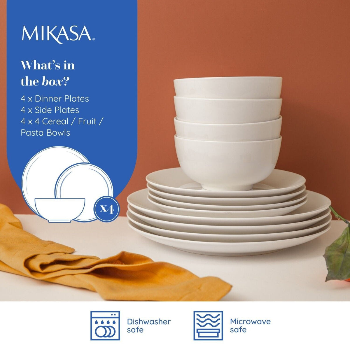 Mikasa Chalk 12-piece Porcelain Dinner Set