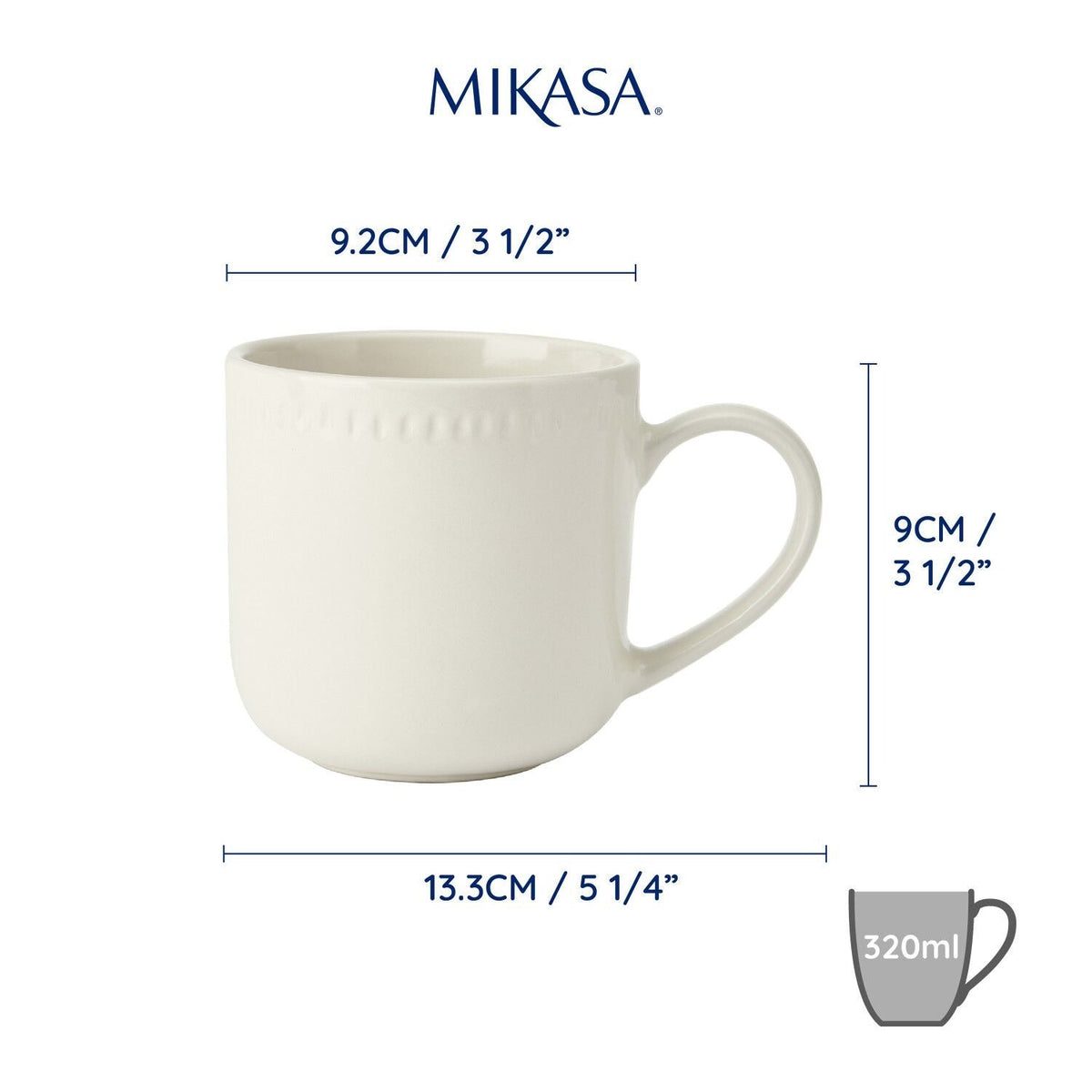 4 Mikasa Cranborne Stoneware Mugs 320ml