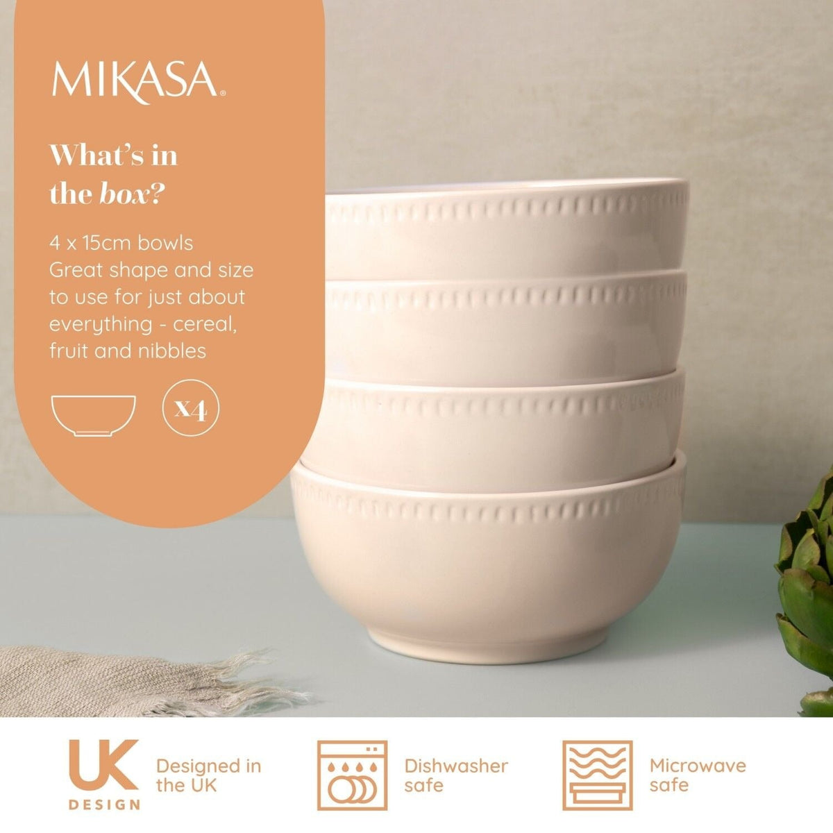 Mikasa Cranborne 4-piece Cereal Bowl Set