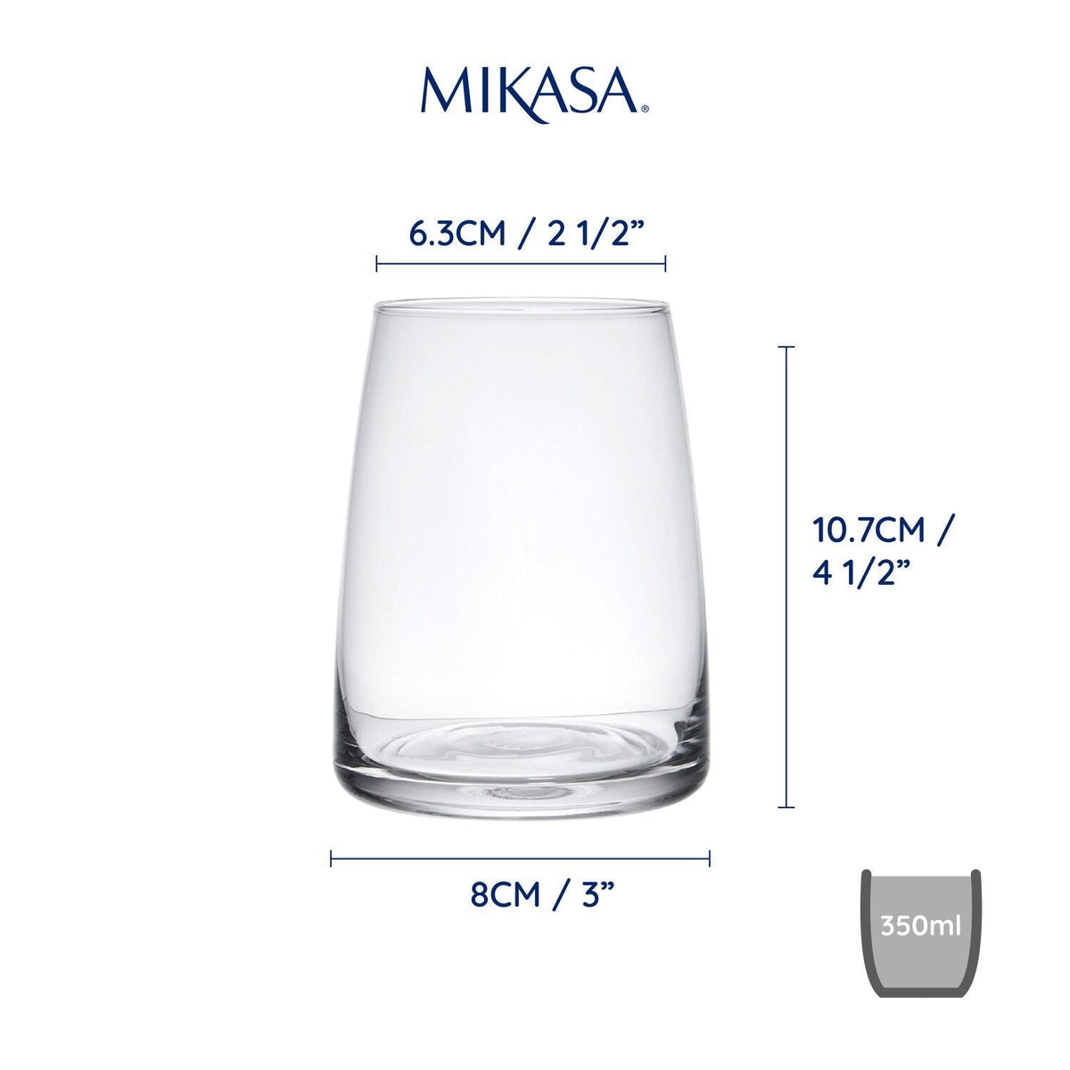4 Mikasa Palermo Stemless Glasses, 350ml