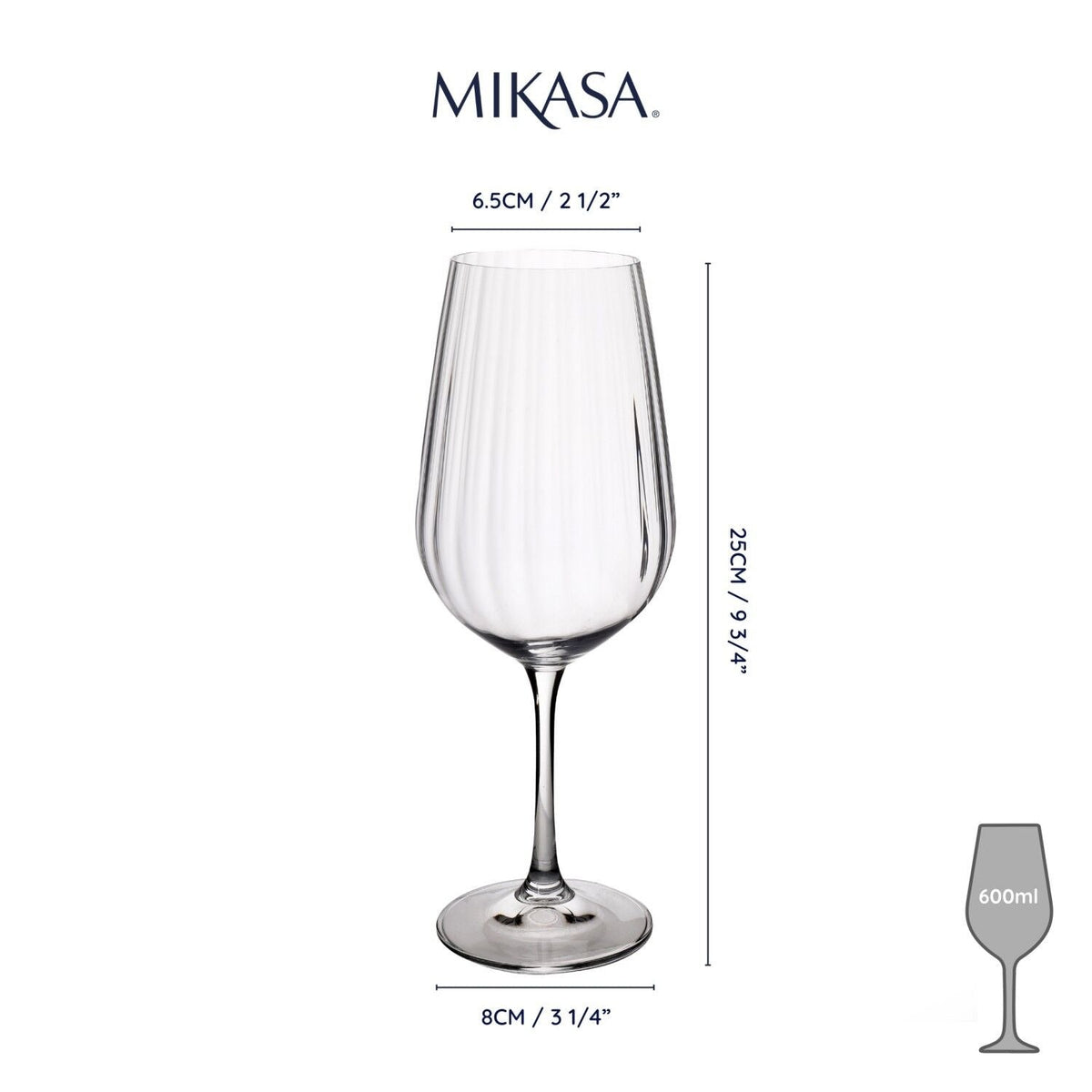 4 Mikasa Treviso Red Wine Glasses 600ml