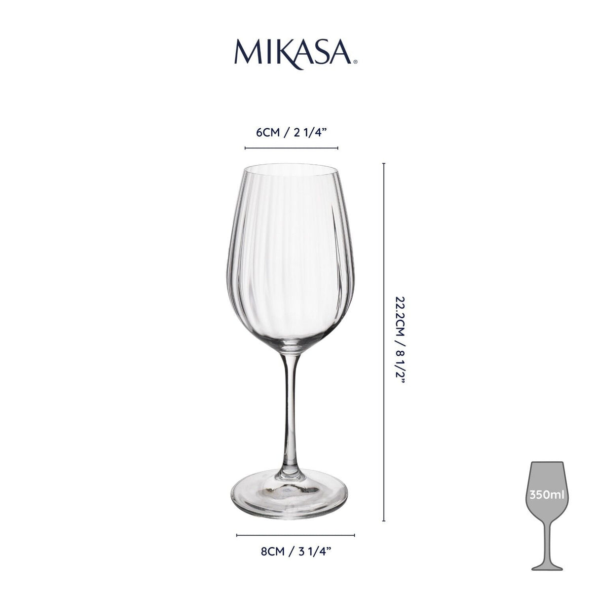 4 Mikasa Treviso White Wine Glasses 350ml