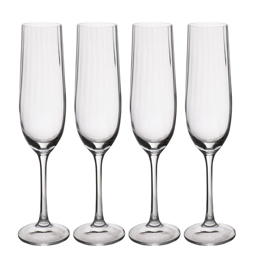 4 Mikasa Treviso Champagne Flutes 190ml