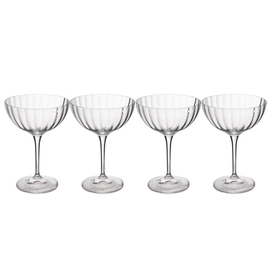 4 Mikasa Treviso Champagne Coupe Glasses 300ml