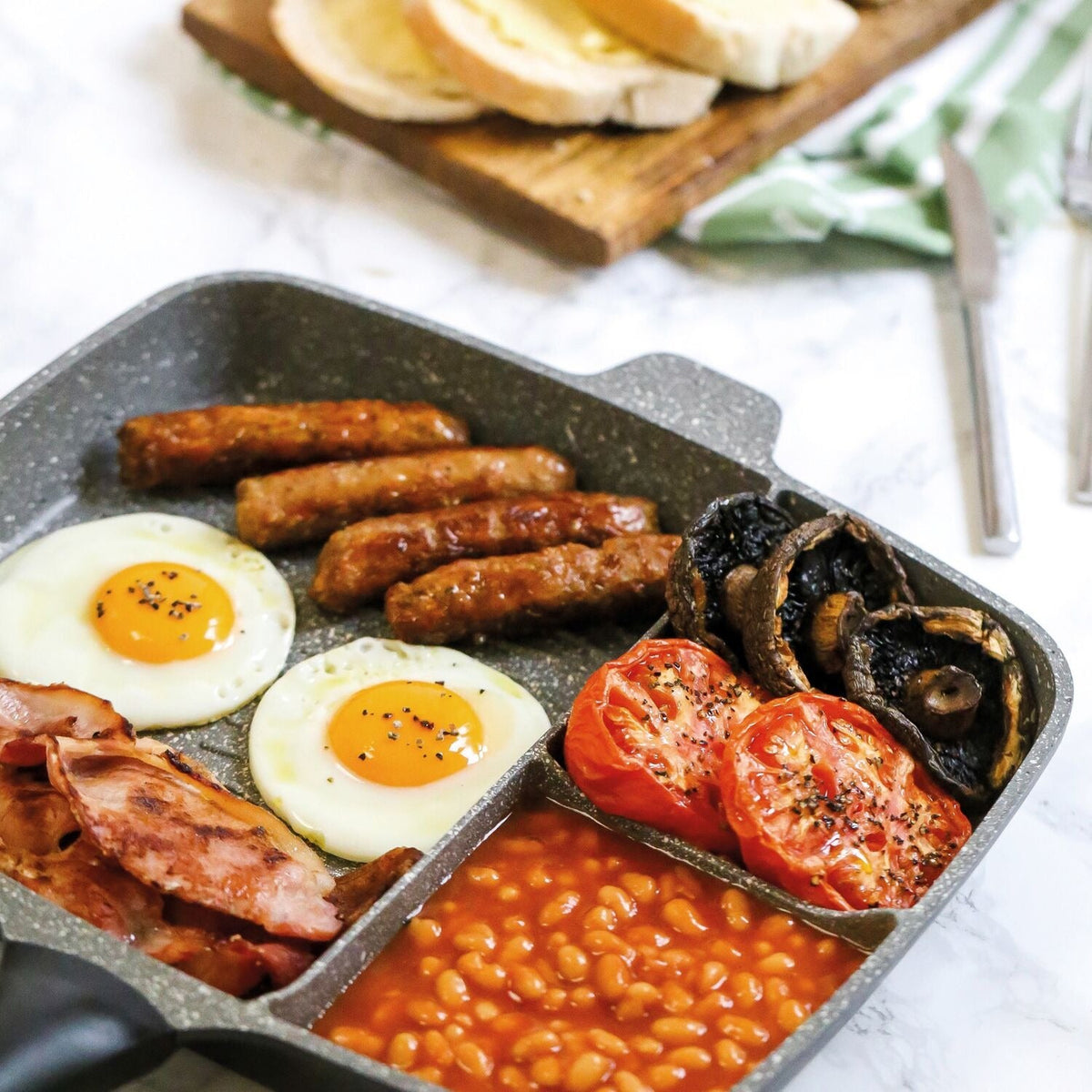 MasterClass 32cm Cast Aluminium 3-Section Griddle Pan