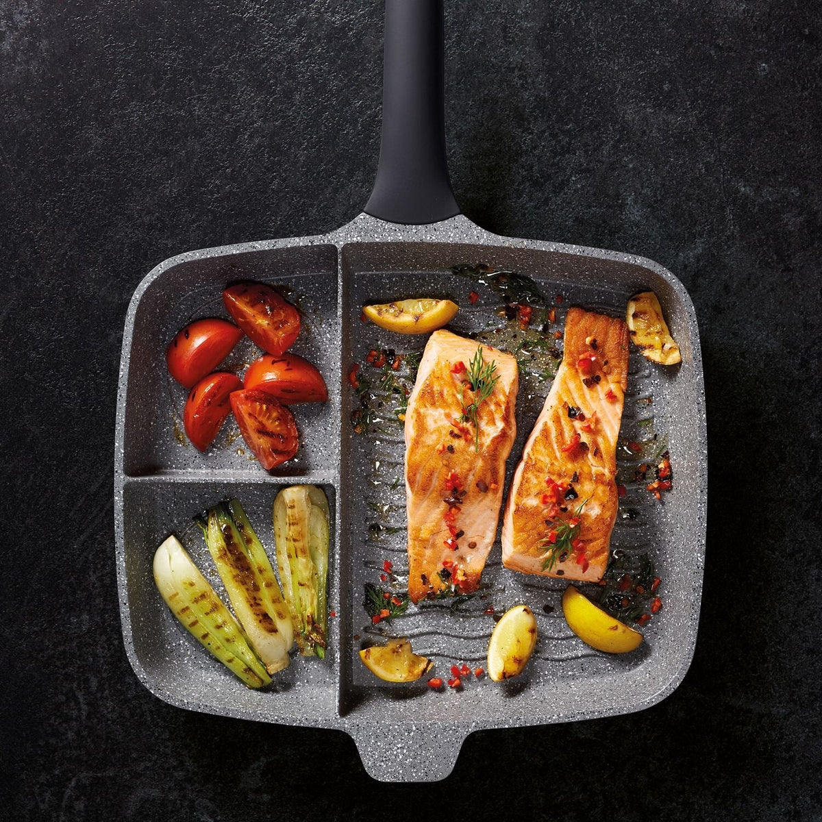 MasterClass 32cm Cast Aluminium 3-Section Griddle Pan
