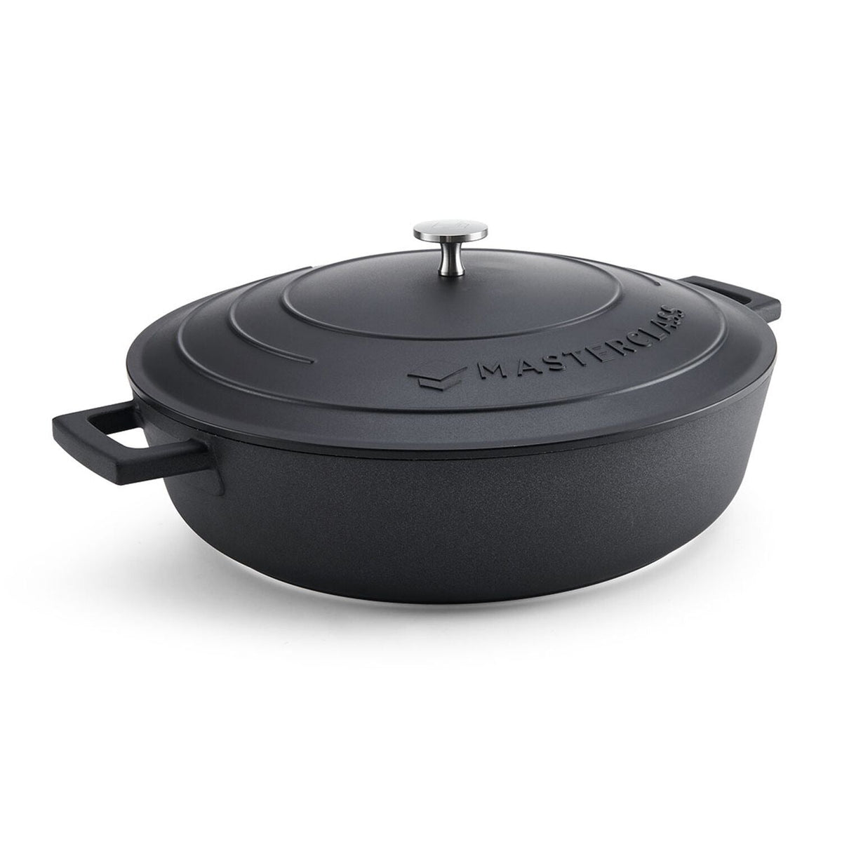 MasterClass 32cm Cast Aluminium Shallow Casserole Dish Black