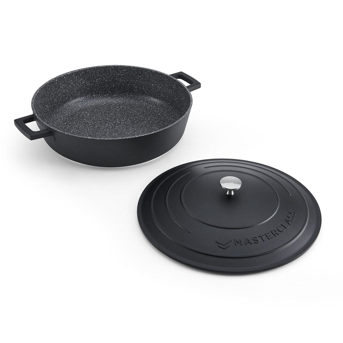 MasterClass 32cm Cast Aluminium Shallow Casserole Dish Black