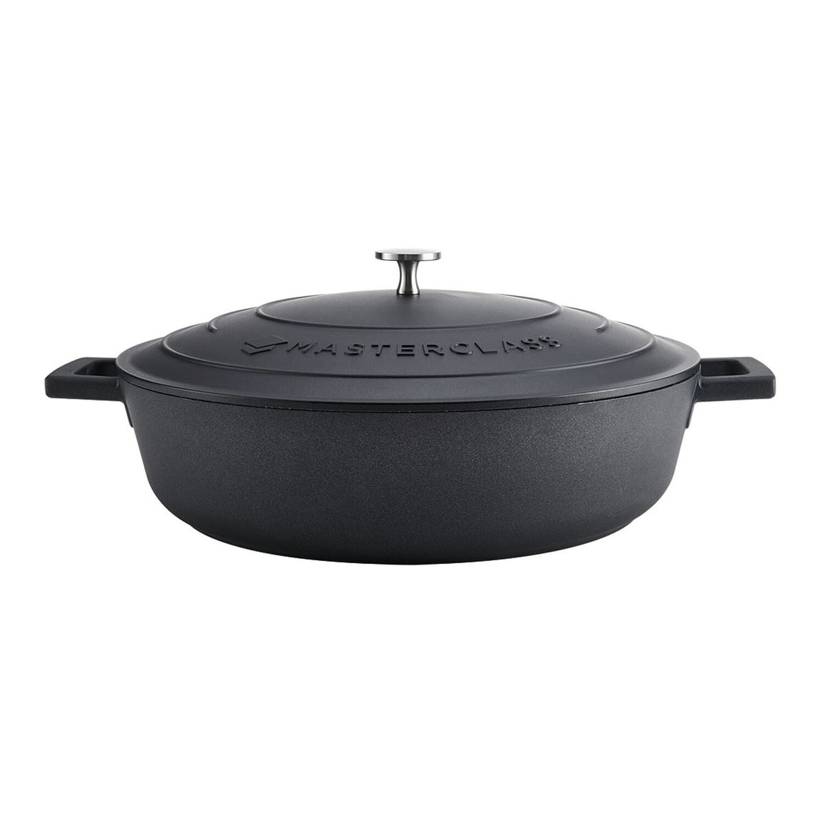MasterClass 32cm Cast Aluminium Shallow Casserole Dish Black