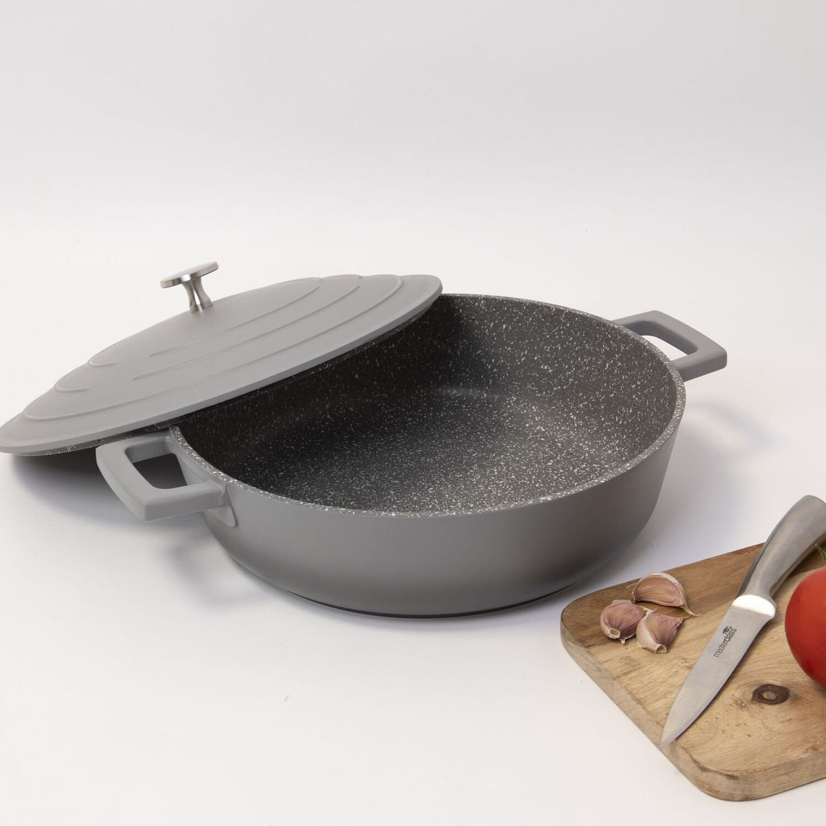 MasterClass 28cm Cast Aluminium Shallow Casserole Dish Grey Ombre