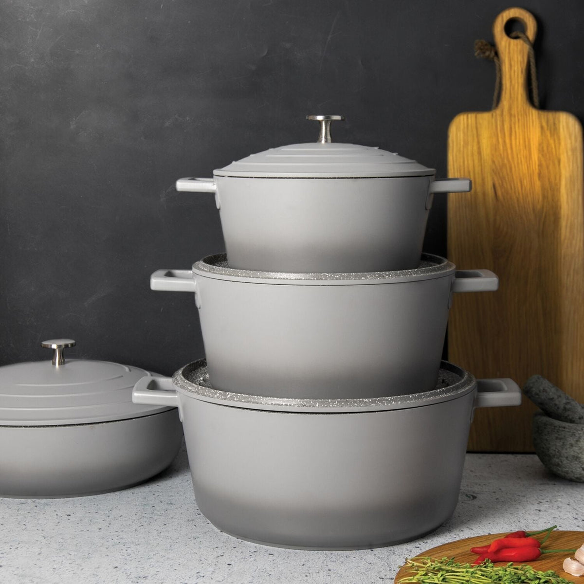 MasterClass 28cm Cast Aluminium Casserole Dish Grey Ombre