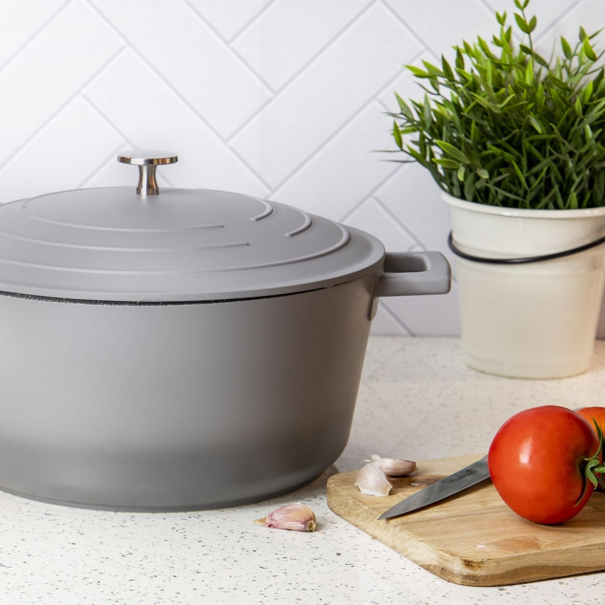MasterClass 28cm Cast Aluminium Casserole Dish Grey Ombre