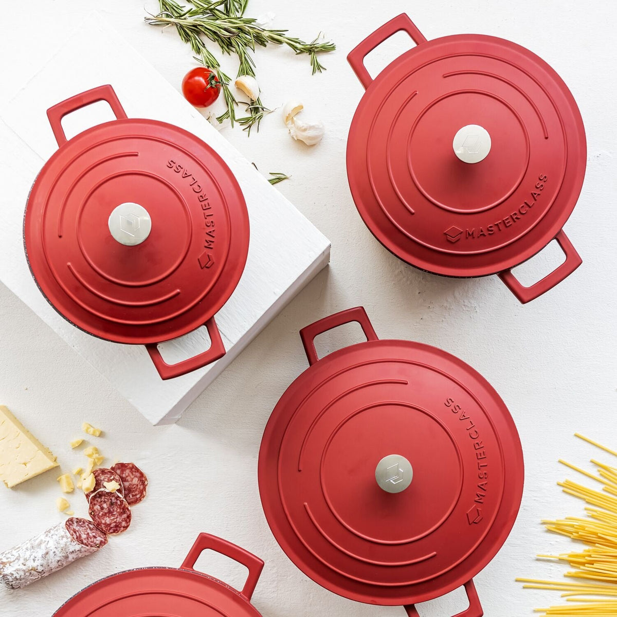 MasterClass 20cm Cast Aluminium Casserole Dish Red