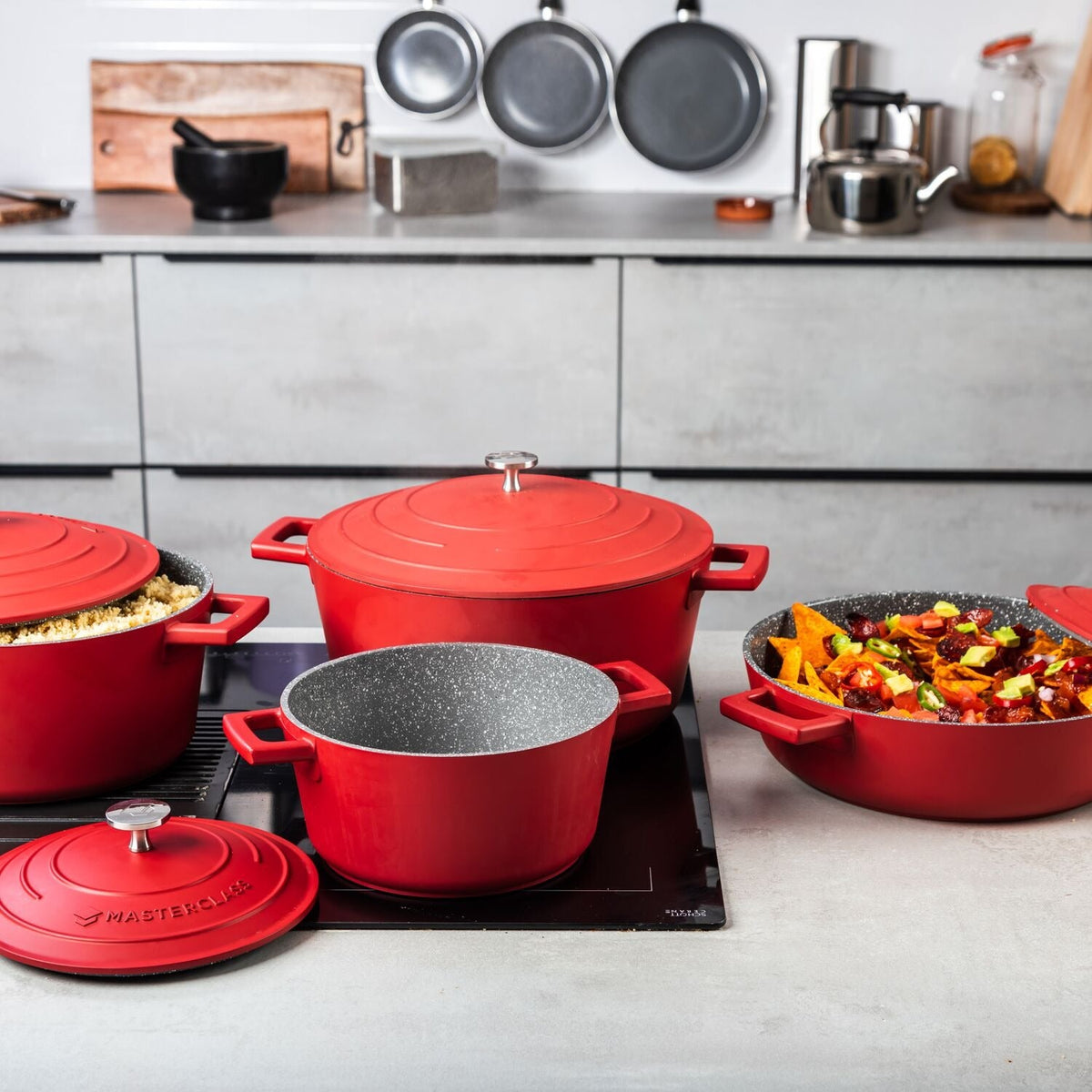 MasterClass 24cm Cast Aluminium Casserole Dish Red