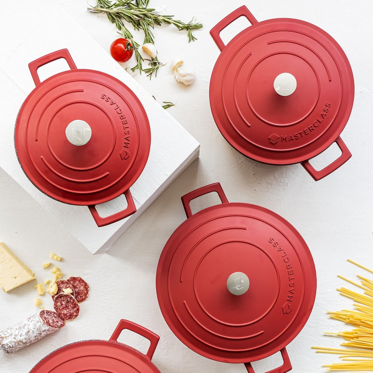 MasterClass 28cm Cast Aluminium Casserole Dish Red