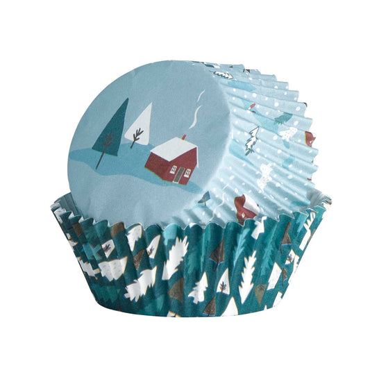 60 Winter Cabin Cupcake Cases