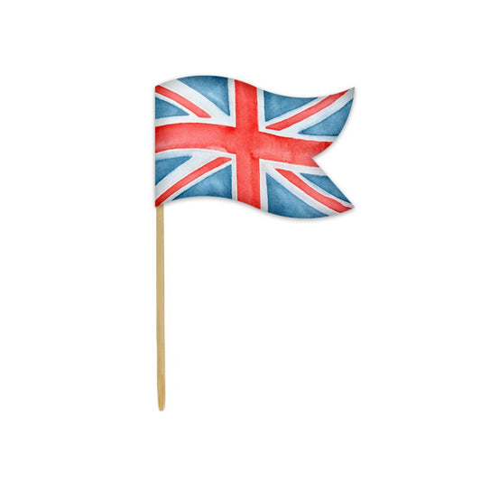 12 Union Jack Paper Flag Cupcake Toppers