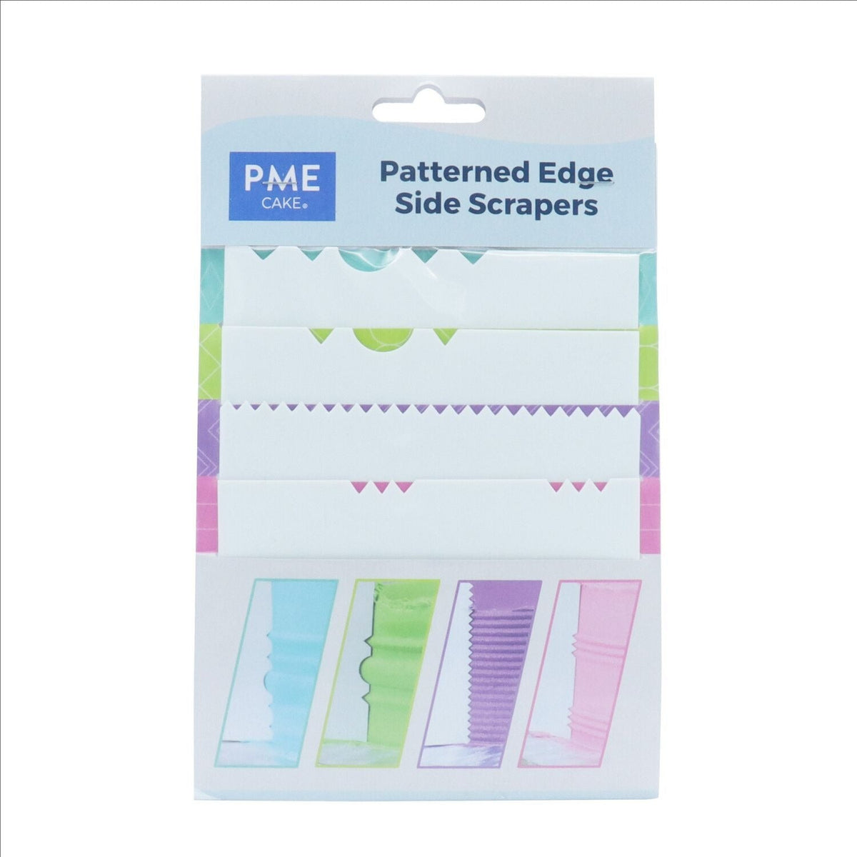 PME 4 Patterned Edge Icing Scrapers for Cake Decorating