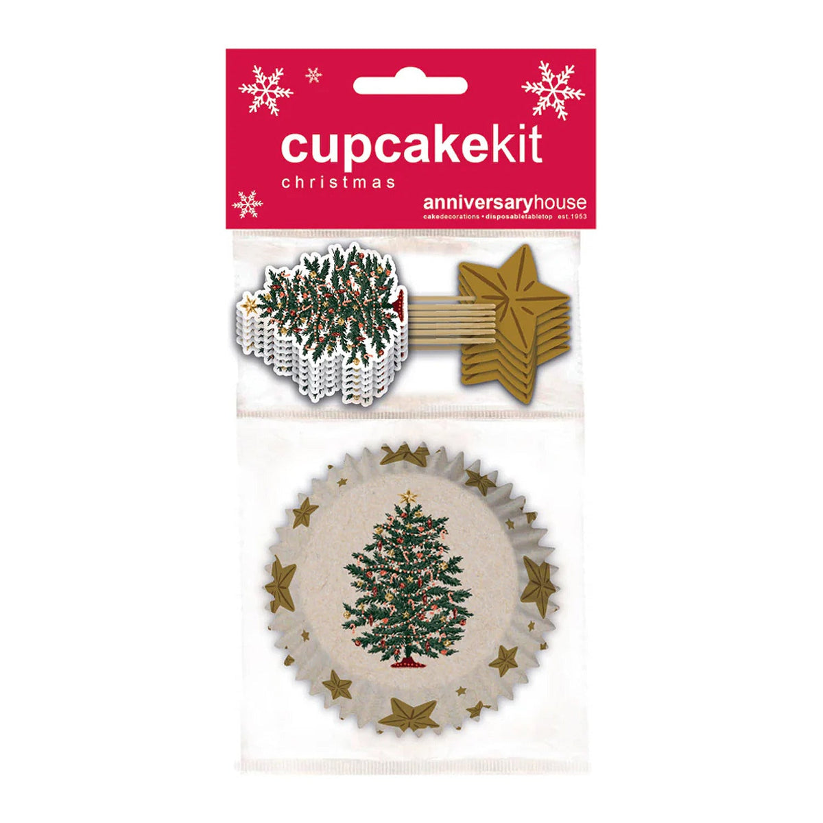 Christmas Tree Cupcake Cases and Toppers