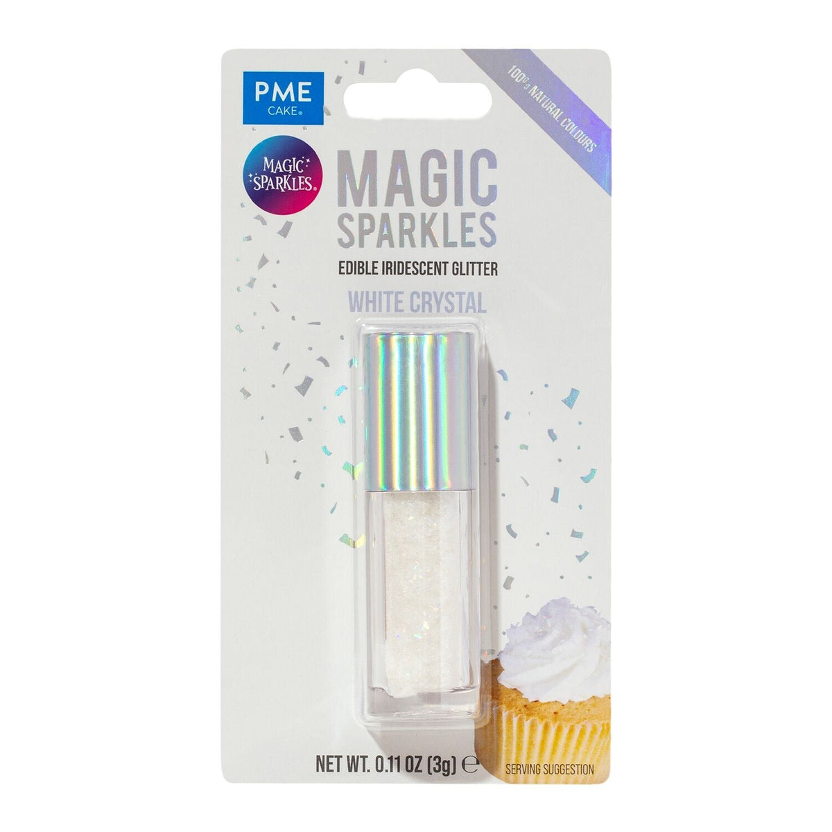 PME Magic Sparkles Edible Iridescent Glitter – White Crystal 3g