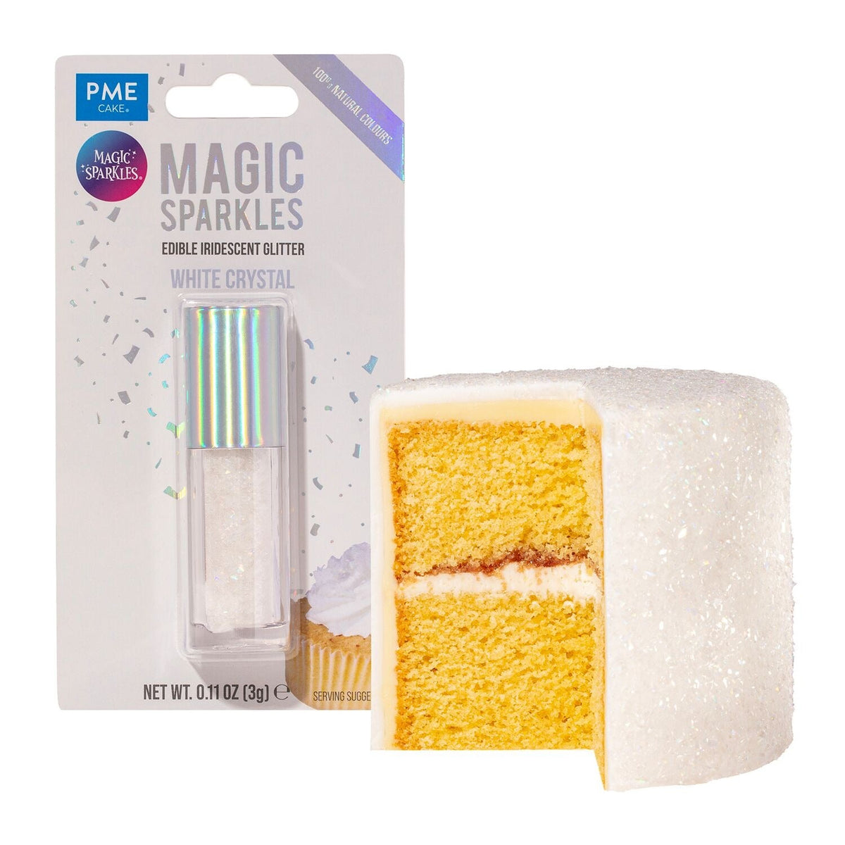 PME Magic Sparkles Edible Iridescent Glitter – White Crystal 3g