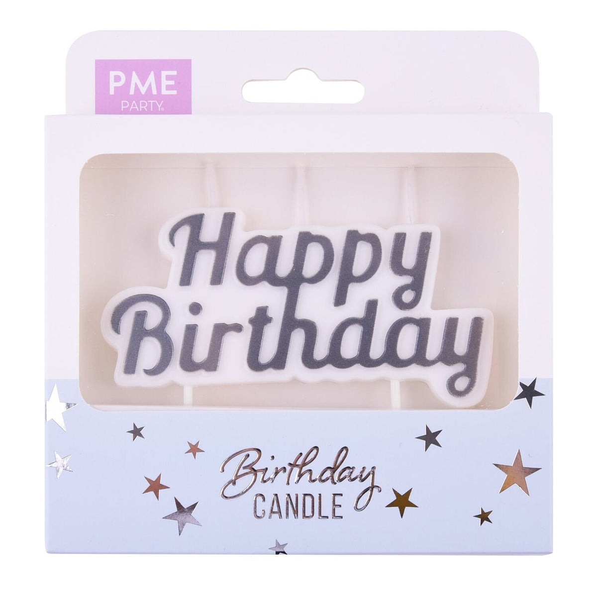 PME Happy Birthday Single Candle – Silver