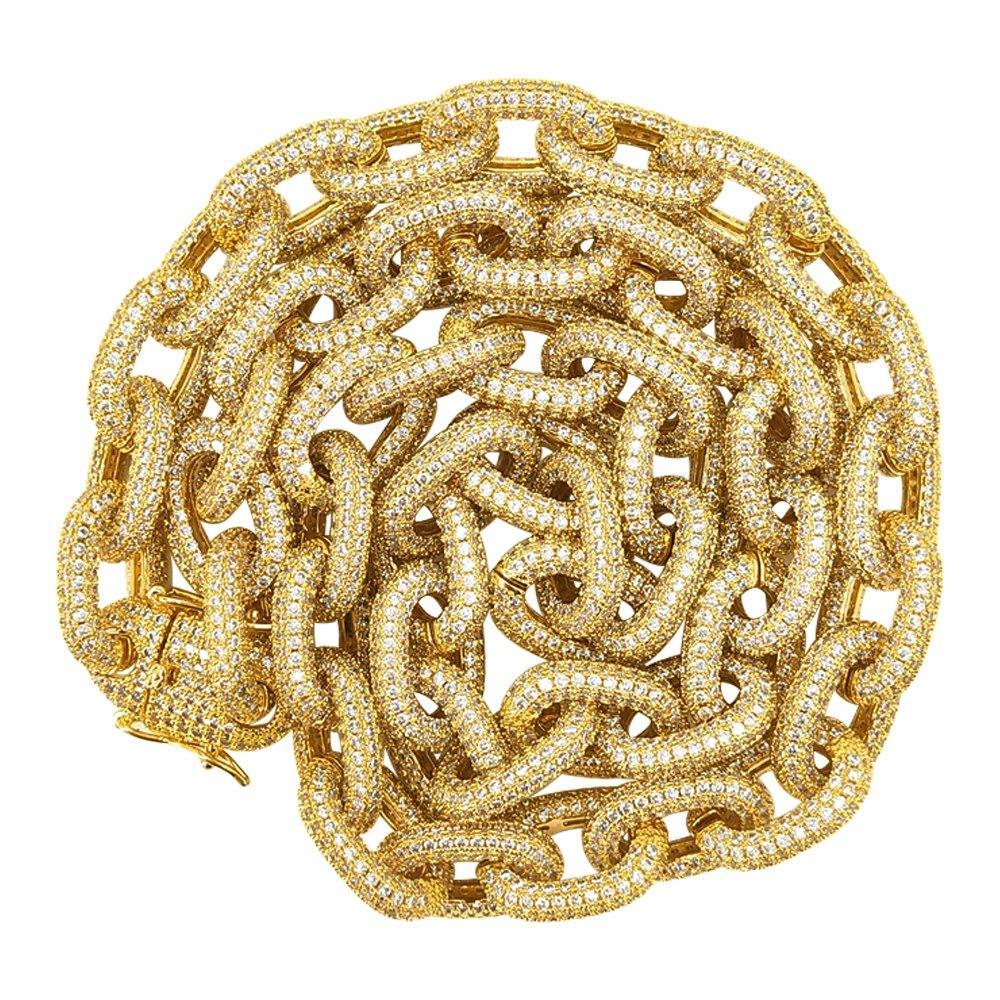 3D Rolo Chain Link Gold Bling Bling Necklace