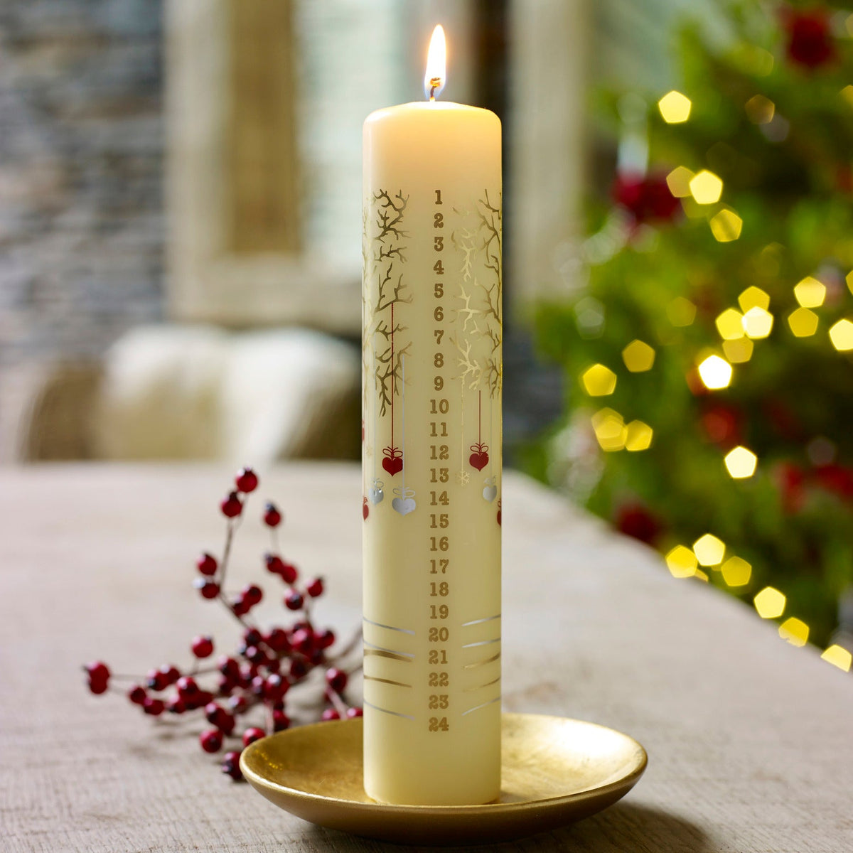 Advent Tree Pillar Candle
