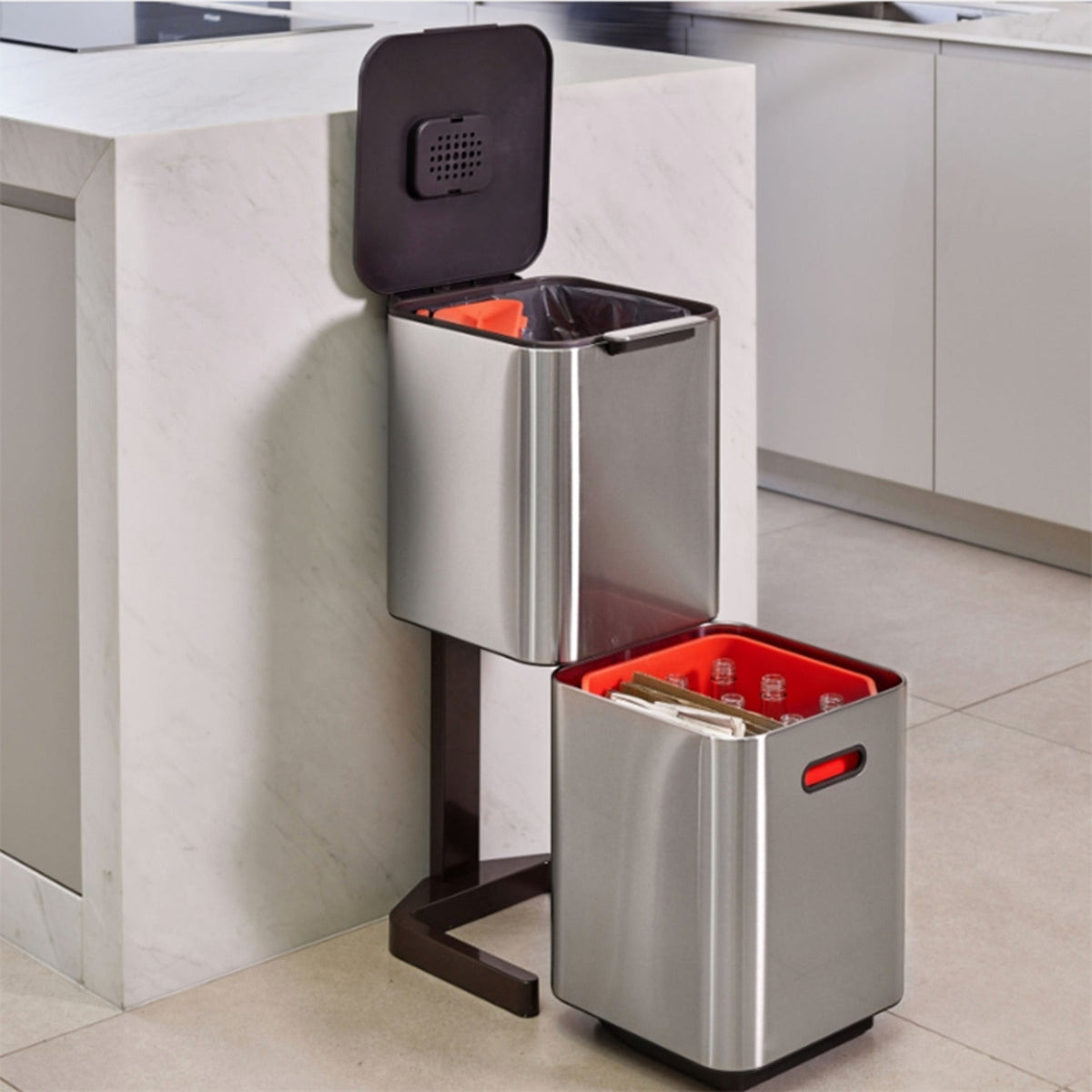 Joseph Joseph Totem Compact Waste Recycling Unit - Stainless Steel 40L
