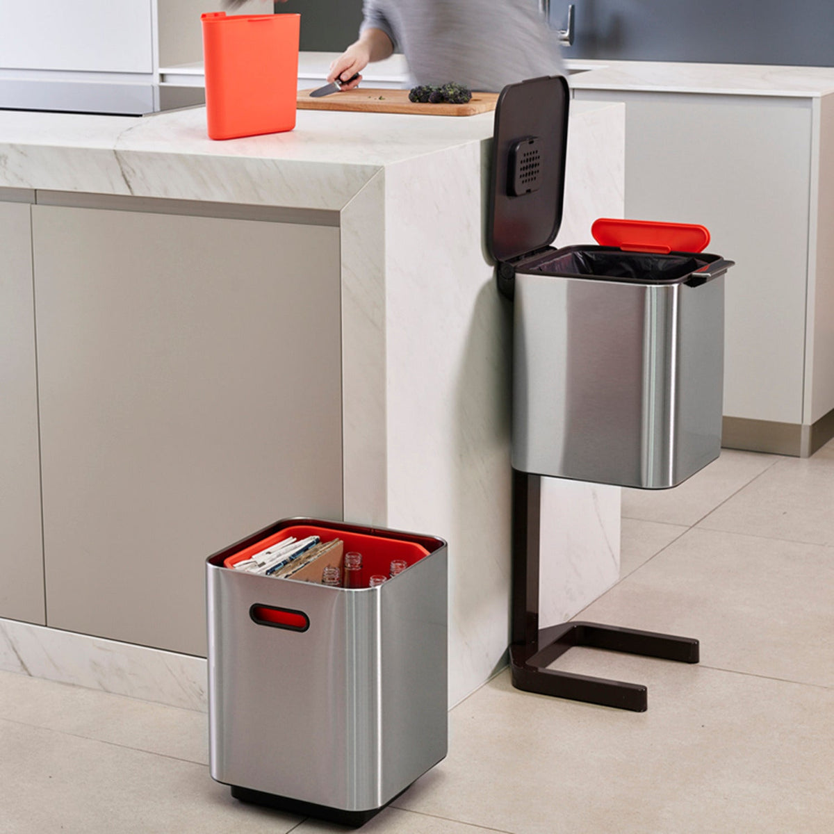 Joseph Joseph Totem Compact Waste Recycling Unit - Stainless Steel 40L