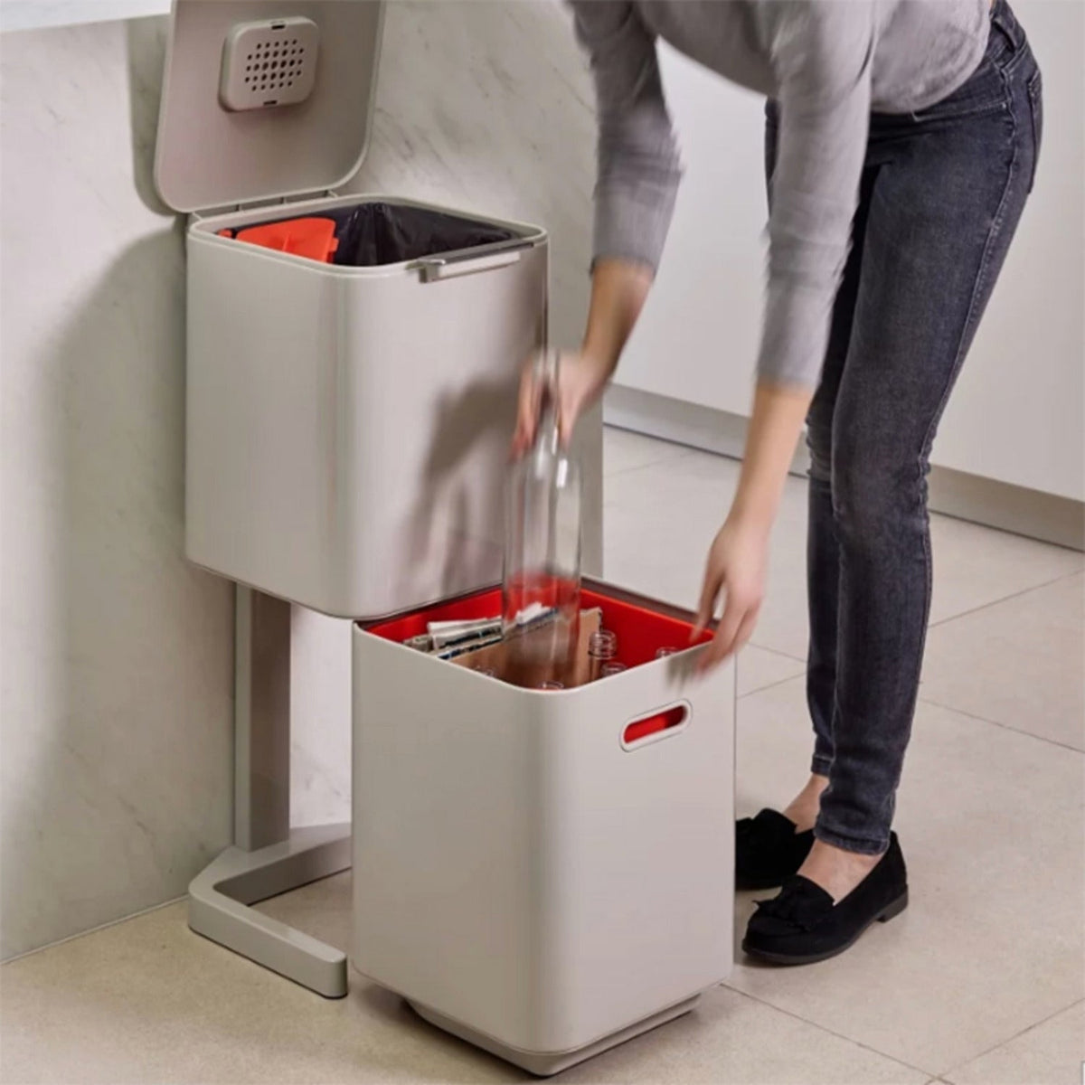 Joseph Joseph Totem Compact Waste Recycling Unit - Stone 40L