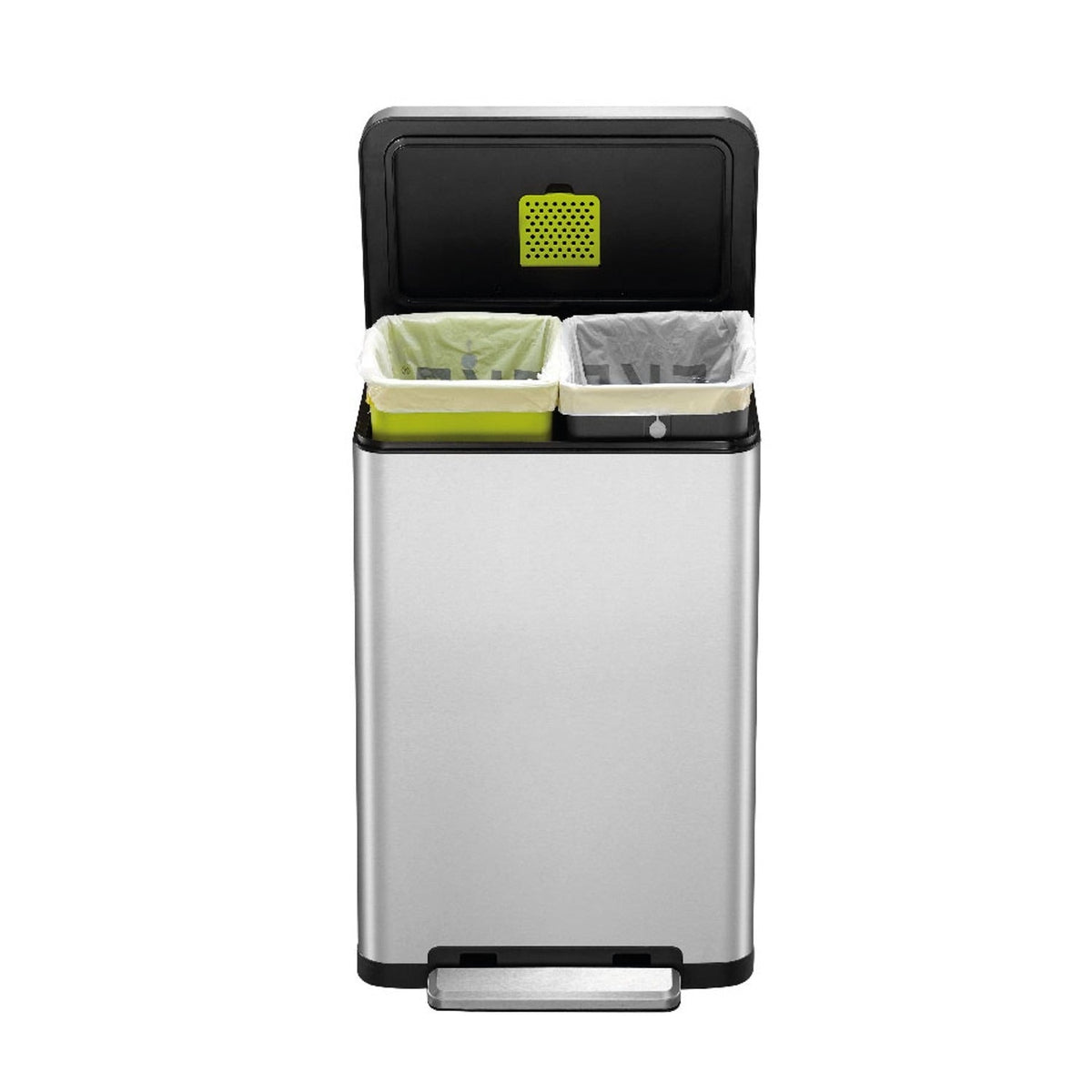 EKO® X Cube Kitchen Bin Brushed Stainless Steel 20+20L