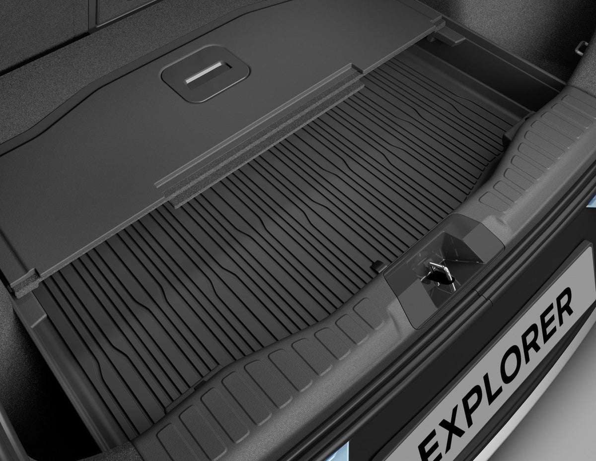 ALL-ELECTRIC EXPLORER RUBBER BOOT FLOOR LOAD COMPARTMENT MAT TRAY LOWER WITH LOGO 2024-ONWARDS