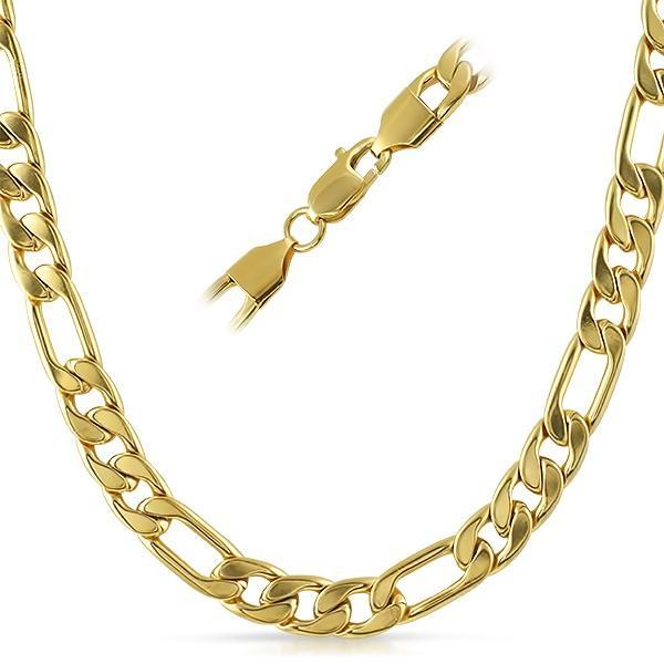8MM Figaro IP Gold Stainless Steel Chain Necklace