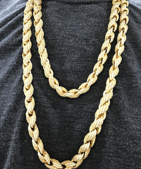 .925 Silver 10MM Rope CZ Gold Bling Bling Chain