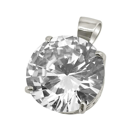 .925 Silver 20MM CZ Solitaire Bling Bling Pendant