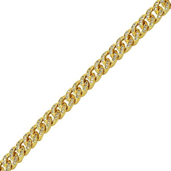 .925 Silver 6MM CZ Bling Bling Gold Cuban Links Chain