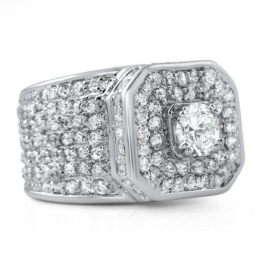 .925 Silver Presidential Bling Bling CZ Ring