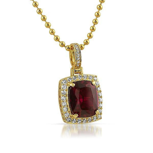 .925 Sterling Silver Style Lab Ruby Pendant
