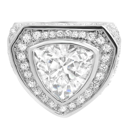 .925 Sterling Silver Trillion CZ Bling Bling Ring