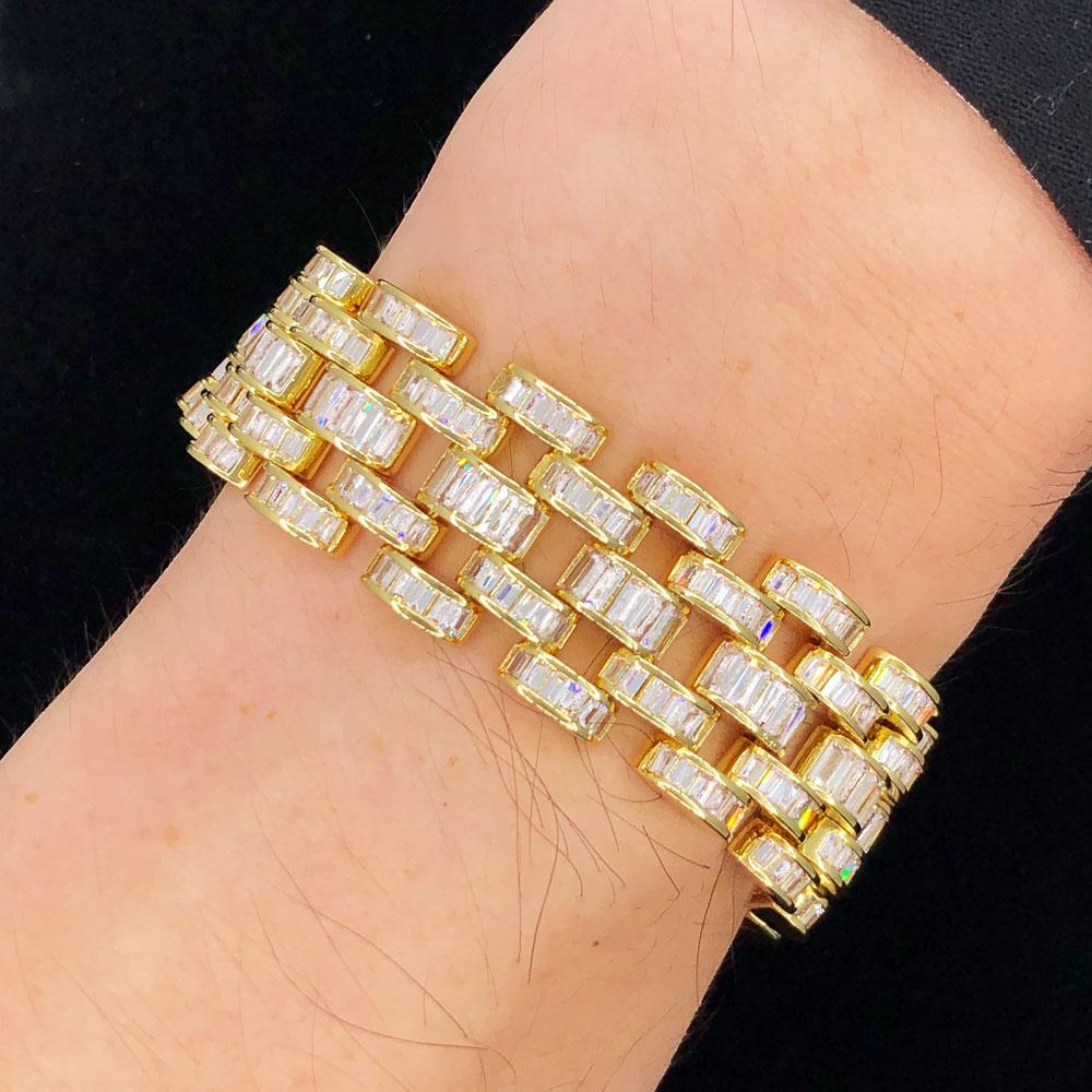 Baguette Jubilee CZ Iced Out Hip Hop Bling Bracelet