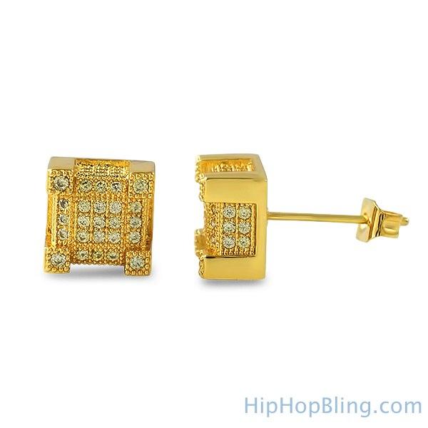 Bling Bling Cube Lemonade CZ Earrings