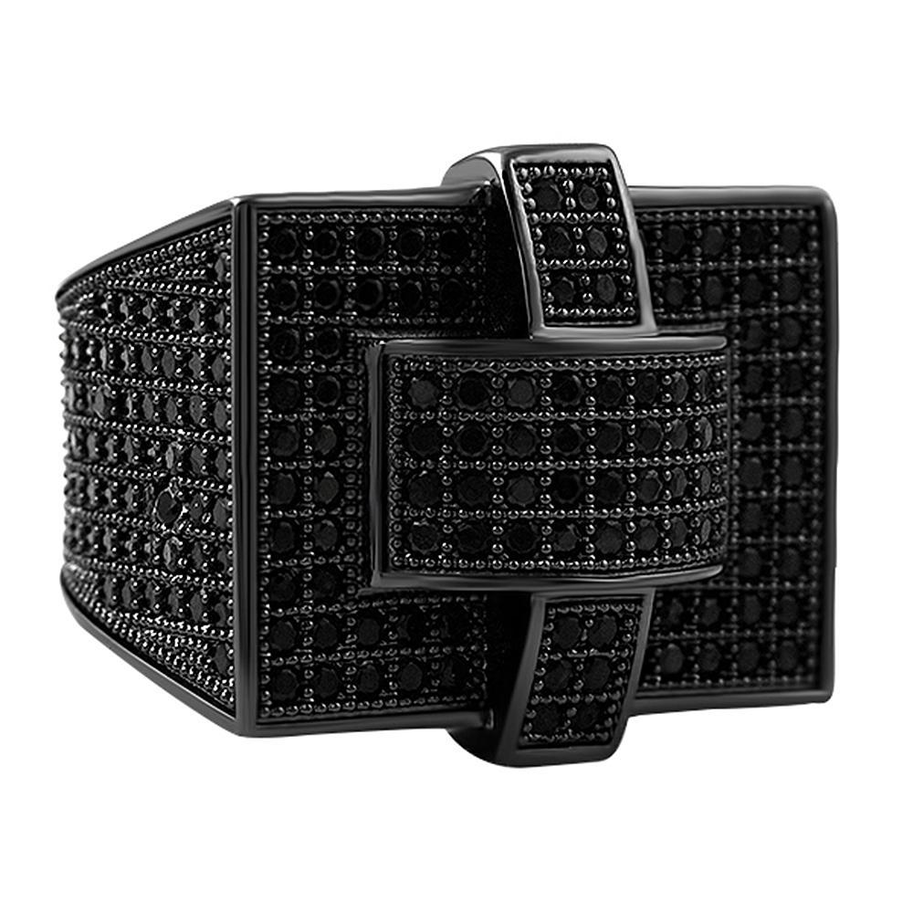 Cross Iced Out Black CZ Bling Bling Ring