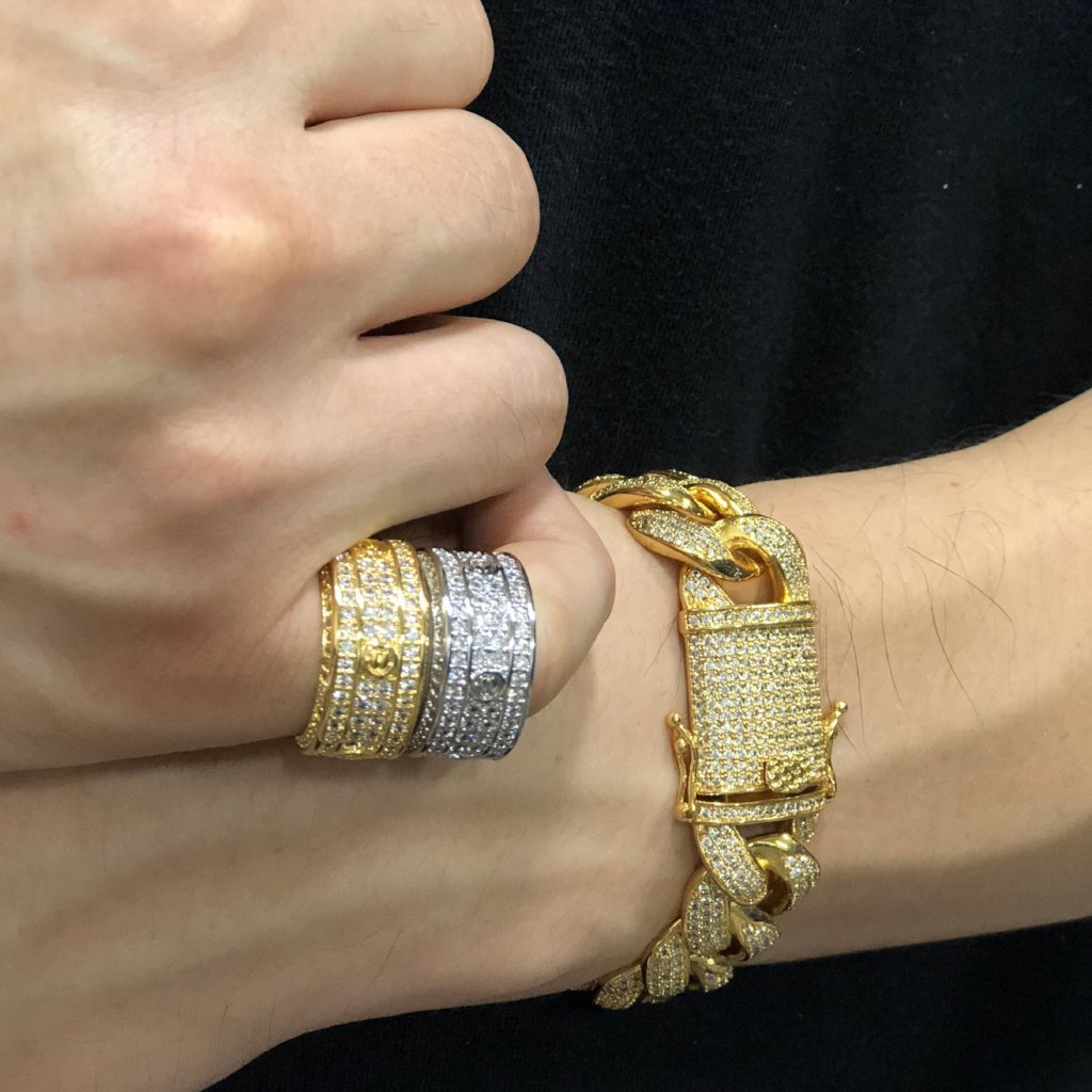 Eternity Band Flathead CZ Gold Bling Bling Ring