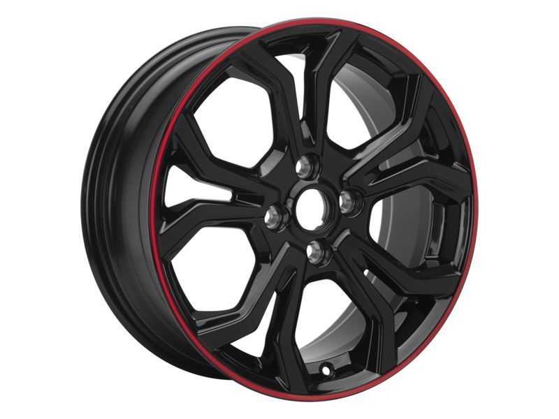 FIESTA 17" SET OF 4 ALLOY WHEEL 5X2-Y-SPOKE DESIGN BLACK WITH RED ACCENT RING FINISH 2017-2023
