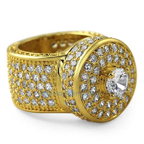 Gold Bling Bling Cluster Iced Out Ring