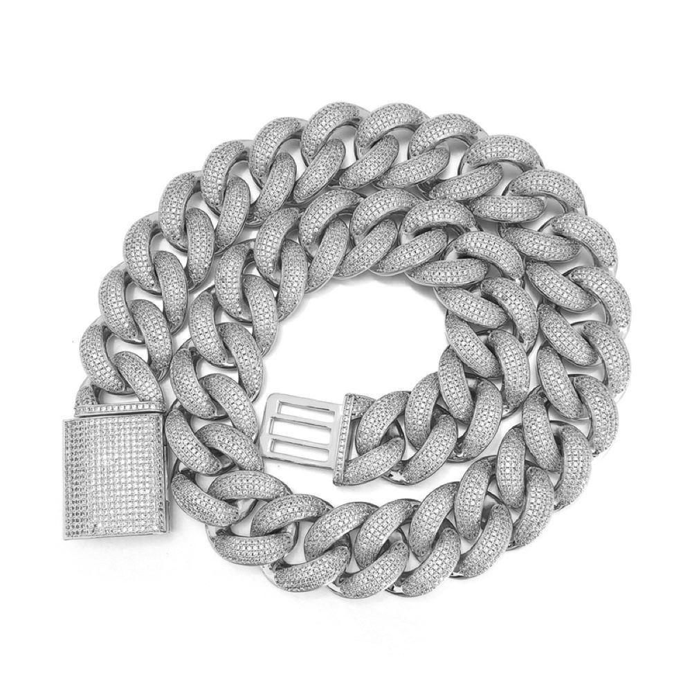 HUGE 24MM 3D Cuban Bling Bling Chain White/Yellow Gold